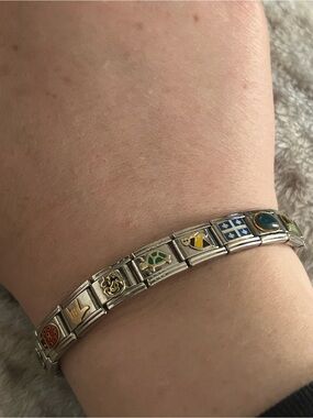 Original italian charm bracelet with 13 charms